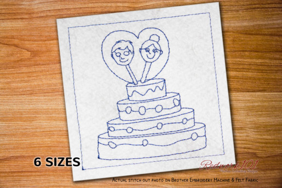Evaluating Cute Couple Face with Cake Redwork for Etsy