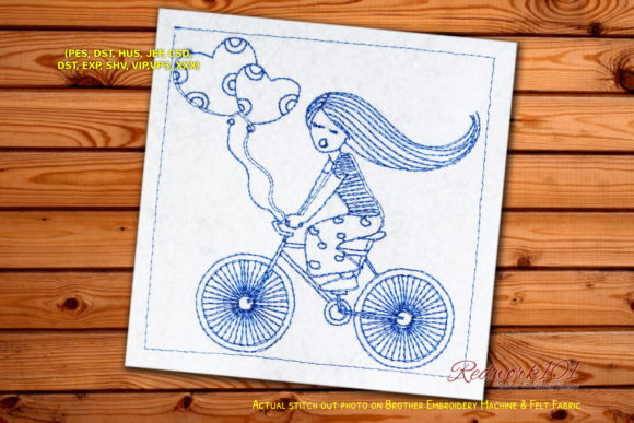 Review: Girl Riding Bicycle in Love Redwork