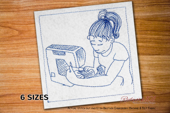 Reviewing Girl Learning Sewing Redwork for Gifts