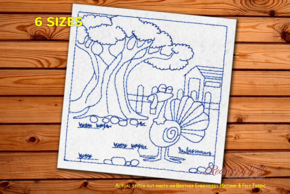 Reviewing Happy Cartoon Turkey Redwork for Etsy Shops