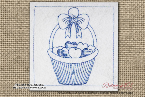 Reviewing the Valentine Love Basket Redwork Design